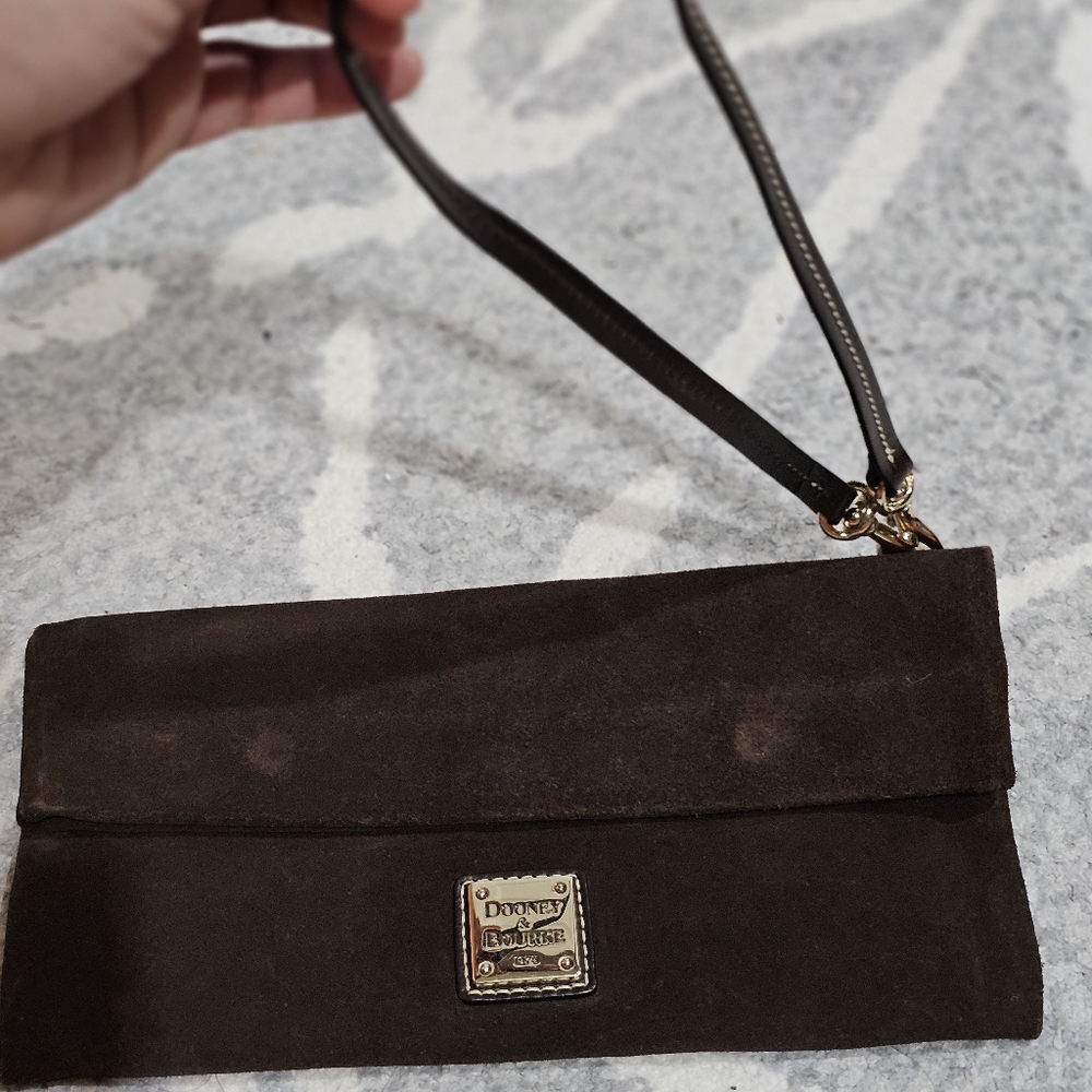 Dooney & Burke Suede Fold Over Clutch Shoulder and Wristlet Bag - Picture 9 of 13